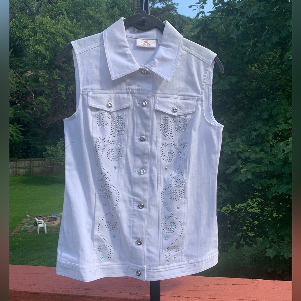 Quacker Factory Sparkle And Shine Twill Vest Size… - image 2